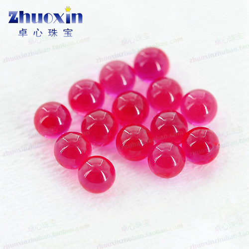 圆球形珠子人造合成5#红刚玉散珠