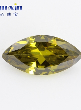 马眼形橄榄绿色合成锆石裸石 彩色CZ宝石仿钻耳钉吊坠饰品主石DIY