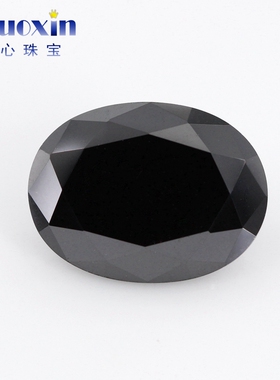蛋形黑色合成立方氧化锆石裸石 椭圆形尖底CZ仿钻珠宝饰品DIY宝石