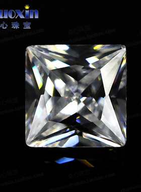 正方形直角白色锆石裸石 公主方合成立方氧化锆CZ配石仿真补钻DIY