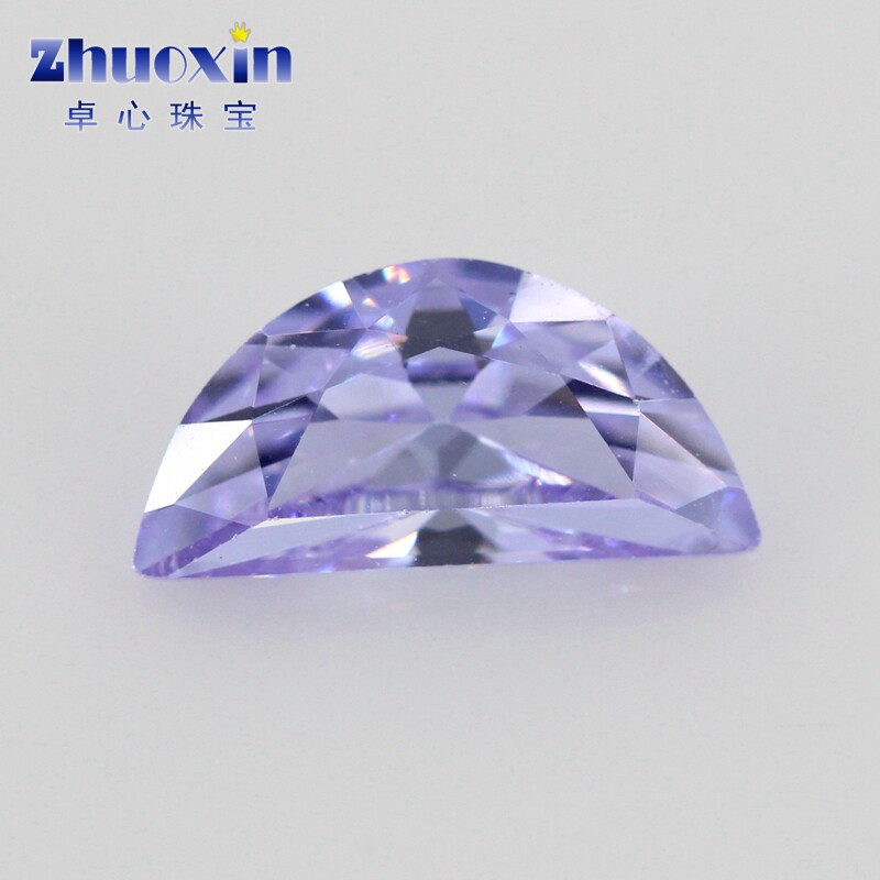 月亮形变蓝色合成锆石裸石 半圆弯月形人造cz仿水晶钻石散珠diy
