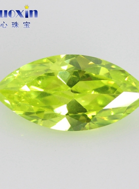 果绿色锆石马眼形裸石 树叶形尖底异形首饰配钻Diy