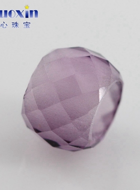 算盘珠子浅紫色玻璃蛋形裸石 串珠手链项链串饰彩色珠宝饰品主石