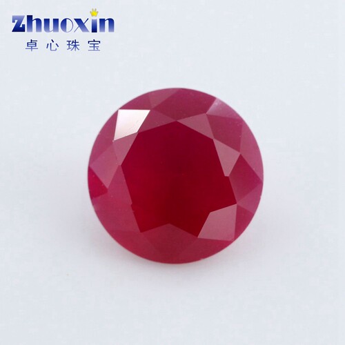 圆形5#鸽血红刚玉磨砂底裸石 沙底人造红宝石Ruby戒面DIY首饰镶嵌