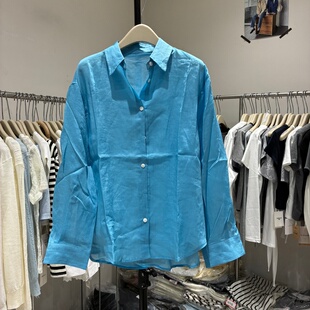 显瘦圆领单排扣薄款 时尚 苎麻天丝衬衣女上衣A08 新款 欧货2026春季