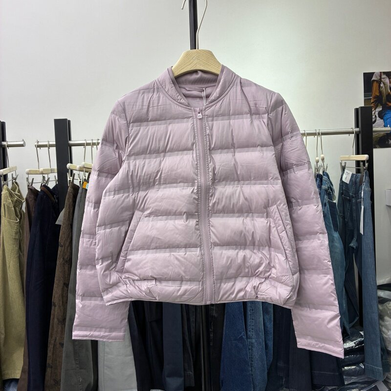 欧货2025秋冬百搭显瘦立领长袖短款羽绒服女宽松白鸭绒外套981086
