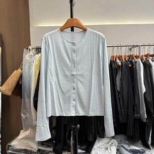 T恤开衫 冰凉雪花料长袖 女防晒外套上衣女 韩系薄款 欧货2026春新款