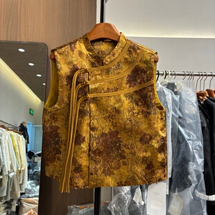 气质背心5091 2026春季 国风刺绣提花马甲女马夹坎时尚 新中式 新款