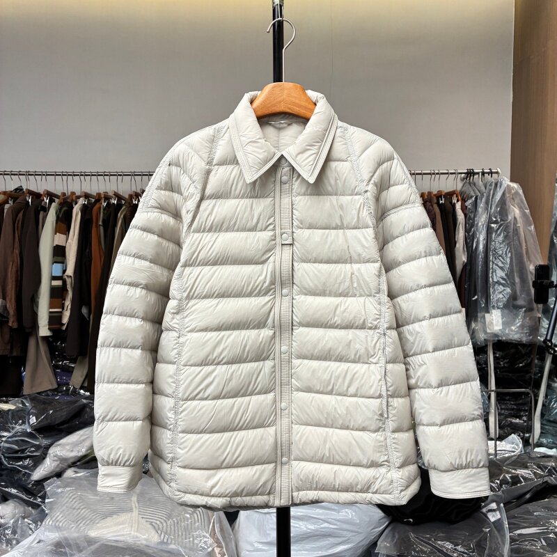欧货2026冬单排扣翻领轻薄羽绒服女中长款90鸭绒百搭休闲保暖外套