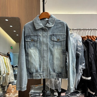 2026今年流行漂亮的休闲翻领短款外套女春季韩系超好看的牛仔夹克