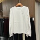 韩版 宽松白色圆领刺绣时尚 百搭长袖 2026春款 上衣T恤女打底衫 9029