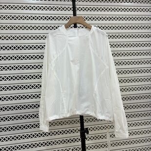 衬衫 2026春夏新款 百搭圆领长袖 时尚 女抽绳收腰显瘦防晒上衣 韩版