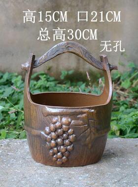大口径透气素烧老桩盆复古