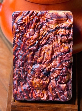 黑紫料海南黄花梨九龙拉棺挂件红木九龙运财吊坠项链男女增运招财