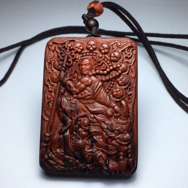 小叶紫檀雕刻平安牌地藏