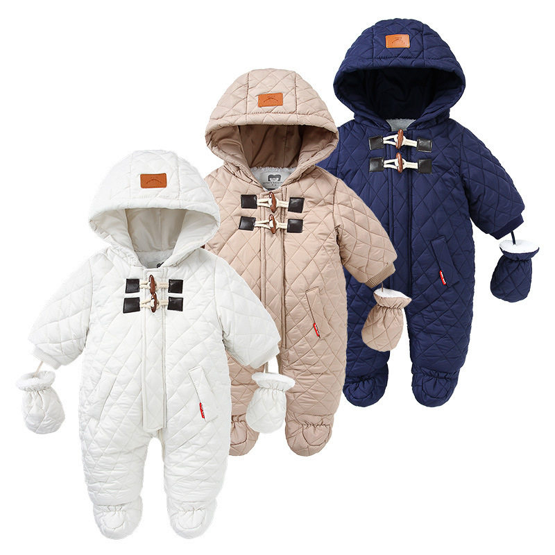 婴幼儿衣服冬装夹棉连体衣宝宝加绒保暖哈衣儿加厚外出抱衣棉衣服