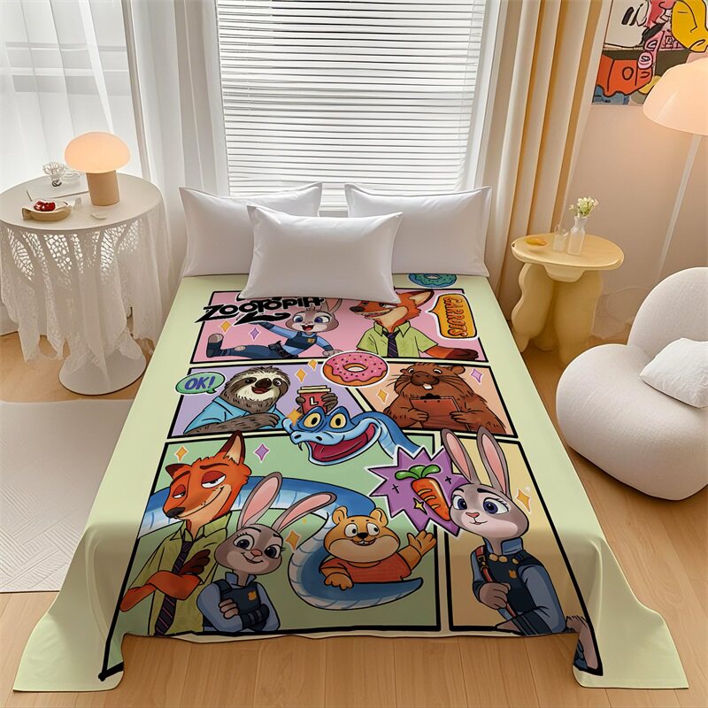 动物城朱迪和尼克儿童卡通床单可水洗折叠印花被单学生宿舍床铺单