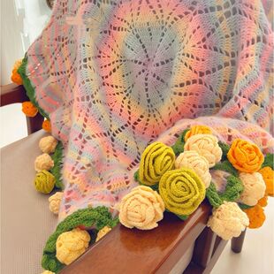花毯束手工系列玫瑰铃兰毛线diy材料创意钩织闺蜜朋友礼物新款夏