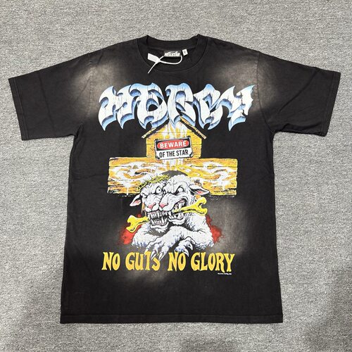 HellStar Studios Tee 十字骷髅双头恶犬字母印花复古男女短袖T恤