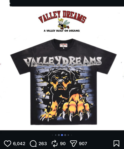 Valley Dreams Vintage Tee 欧美潮流宽松短袖做旧水洗潮牌tee