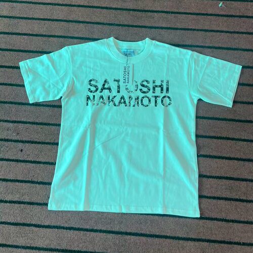 欧美潮流SATOSHI NAKAMOTO字母美式烫钻五男女潮流短袖T恤tee