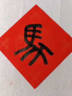 门幅斗方篆书体马字龙字五云山人亲手写书法真迹万年红对联彩宣纸