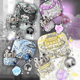 逃生原创小骷*魔女变身器*插画耳机壳暗黑y2k少女无线蓝牙硬壳imd降噪全包pro3磨砂airpods4一二代保护套挂件