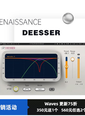 WAVES16 Renaissance DeEsser齿音消除插件修音后期混音效果器