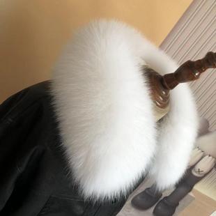 定做狐狸毛领子真毛方领翻领羽绒服大衣毛领貉子毛男女通用