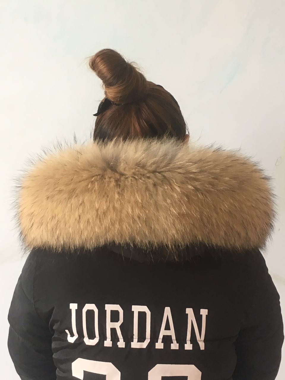 超大整皮貉子毛冬季帽条