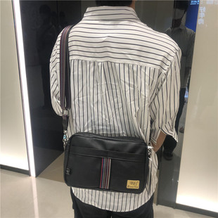 threebox日系条纹斜挎包 休闲彩带男士单肩包 嘻哈户外拉链男女包