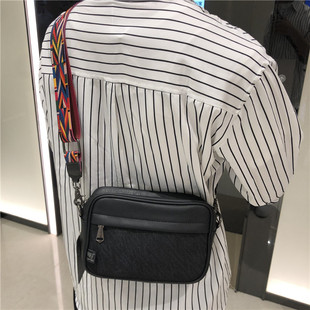 threebox日韩潮男条纹斜挎包 休闲嘻哈男女单肩包 时尚PU斜跨背包