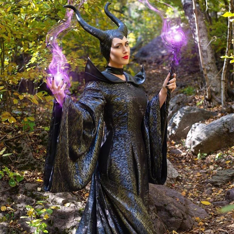 出租赁 万圣节沉睡魔咒玛琳菲森cos服黑色女巫成人服装长袍恶魔装