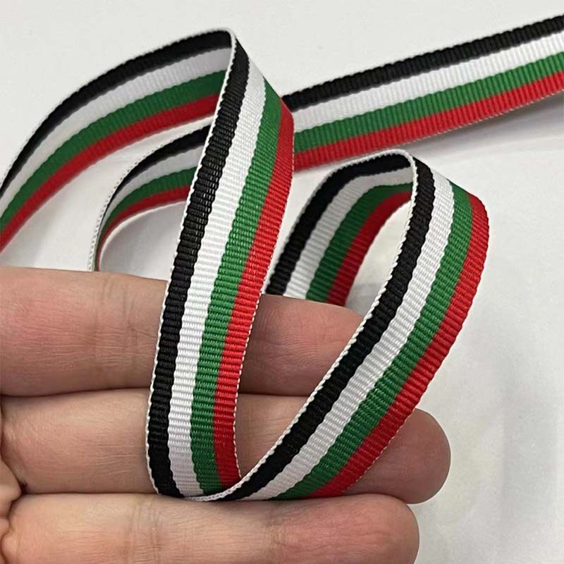 巴勒斯坦国旗色丝带红绿白黑条纹织带阿联酋国旗阿拉伯国家