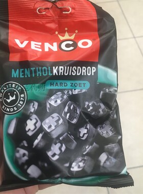 6袋荷兰直邮包邮包税Venco Menthol Kruisdrop甜味硬质薄荷甘草糖