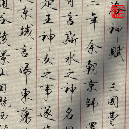 曹植洛神赋手写临摹手稿复印件夏雨硬笔书法直播间真迹参考字帖