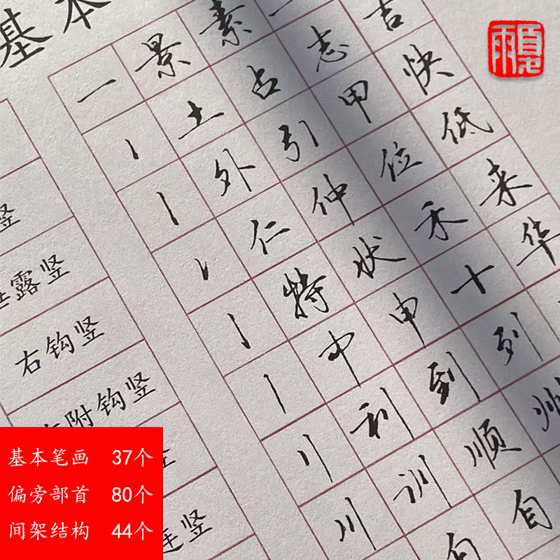 行楷硬笔笔画偏旁对照临摹帖
