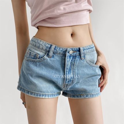KEYANKETIAN 9268 美式复古水洗做旧低腰辣妹牛仔短裤超短裤热裤