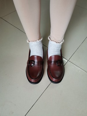 微瑕 JK制服鞋低跟2.8厘米黑色/茶色·正统 女款