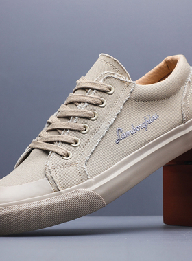 宝达春夏男士百搭小白鞋2025新款韩版黑色休闲帆布鞋男鞋系带板鞋