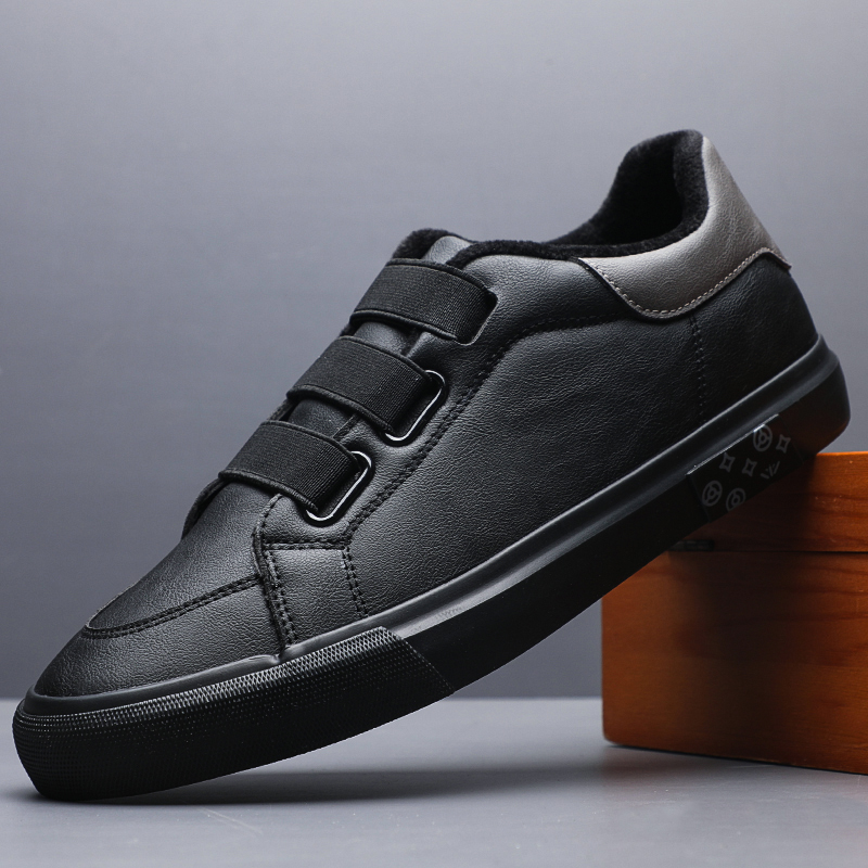 男鞋休闲皮鞋秋冬季男士懒人一脚蹬休闲鞋子潮流百搭板鞋低帮棉鞋