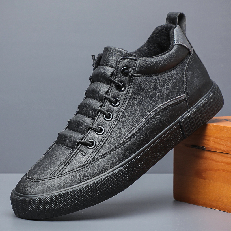 高帮皮鞋男春秋季一脚蹬男鞋潮鞋2025新款韩版百搭棉鞋休闲皮鞋子