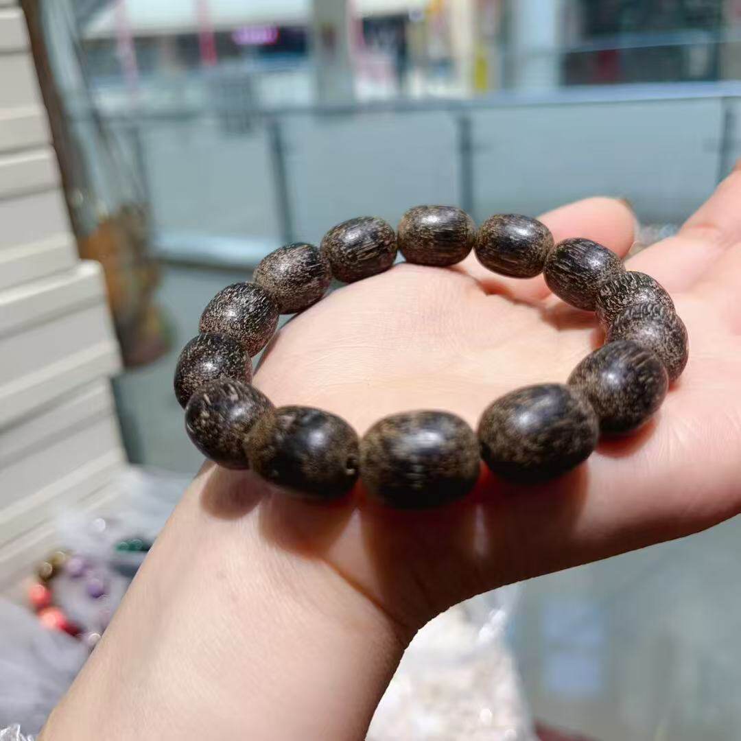精品海南虫漏沉香木老料手串沉水级文玩老型佛珠男女手链时尚饰品