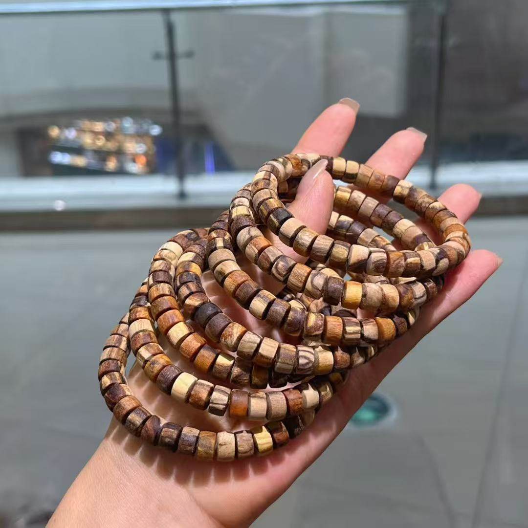 精品妖花天然贡木沉香木药片手串手链男女同款人手高端盘玩手