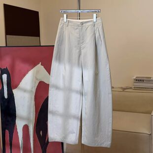 女2026春秋季 小个子休闲阔腿裤 新款 裤 子 垂感西装 高级感白色弯刀裤