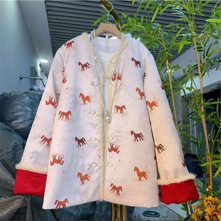 新款 新中式 2025冬季 女装 国潮风轻奢双面穿水貂毛盘扣外套棉服 大码