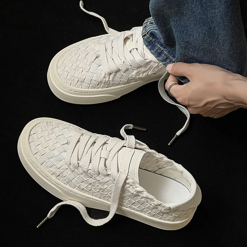 潮牌编织小白鞋小众设计休闲板鞋