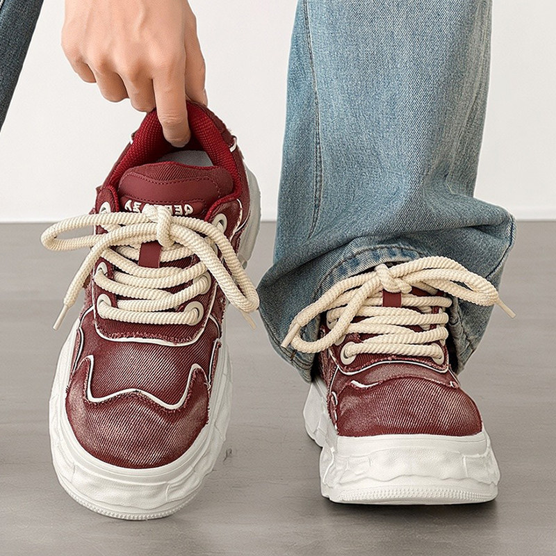 鞋子男款冬季潮牌高级感运动休闲鞋高街美式帆布鞋厚底牛仔布板鞋,流行男鞋,休闲板鞋,淘宝优惠券,粉丝福利购,淘宝优惠卷