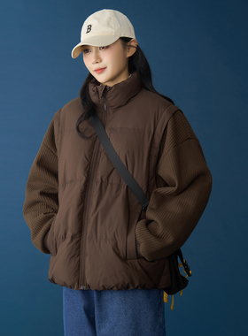 可拆卸袖子90白鸭绒轻薄羽绒服女短款黑色咖色小个子冬季轻便外套