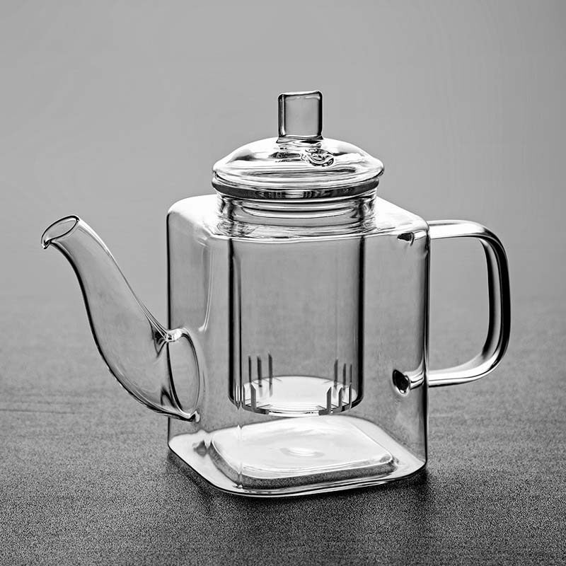 四方玻璃小茶壶家用茶水分离日式泡茶单壶小型功夫茶具烧水壶